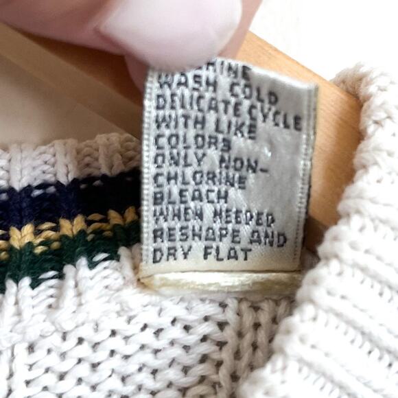 Vintage John Ashford Cable Knit Mens Sweater Size XL Cream Fisherman Preppy Prep - Picture 7 of 7